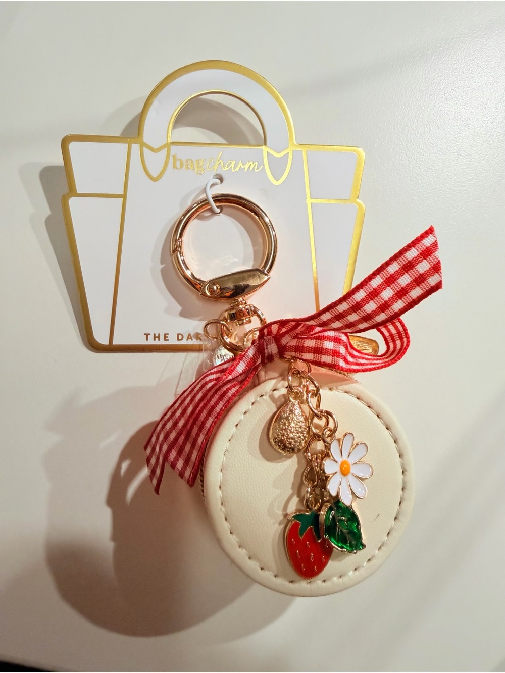 Bag Charm Keychain with Red Bow and Charms - Picture 1 of 5
